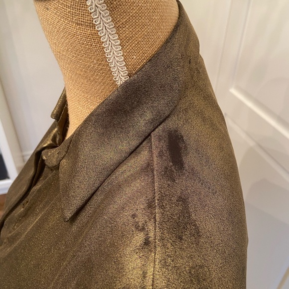 Gold Lame Zara Blouse sz M - Picture 4 of 7